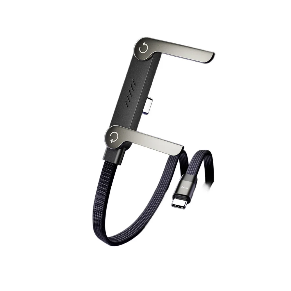 Cable 240W con Soporte Plegable 2 en 1 – Carga Rápida y Uso Manos Libres