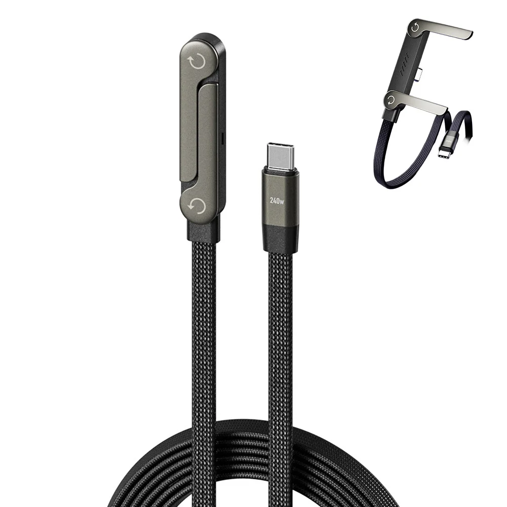 Cable 240W con Soporte Plegable 2 en 1 – Carga Rápida y Uso Manos Libres
